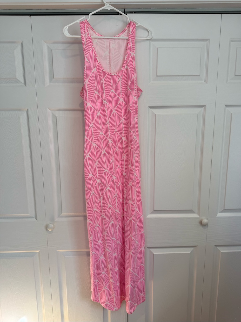 MAHI GOLD Pink Geometric Tank Maxi Dress